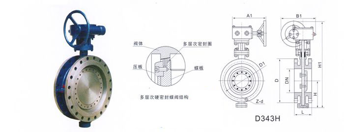 D343H蜗轮传动法兰式多层次硬密封蝶阀